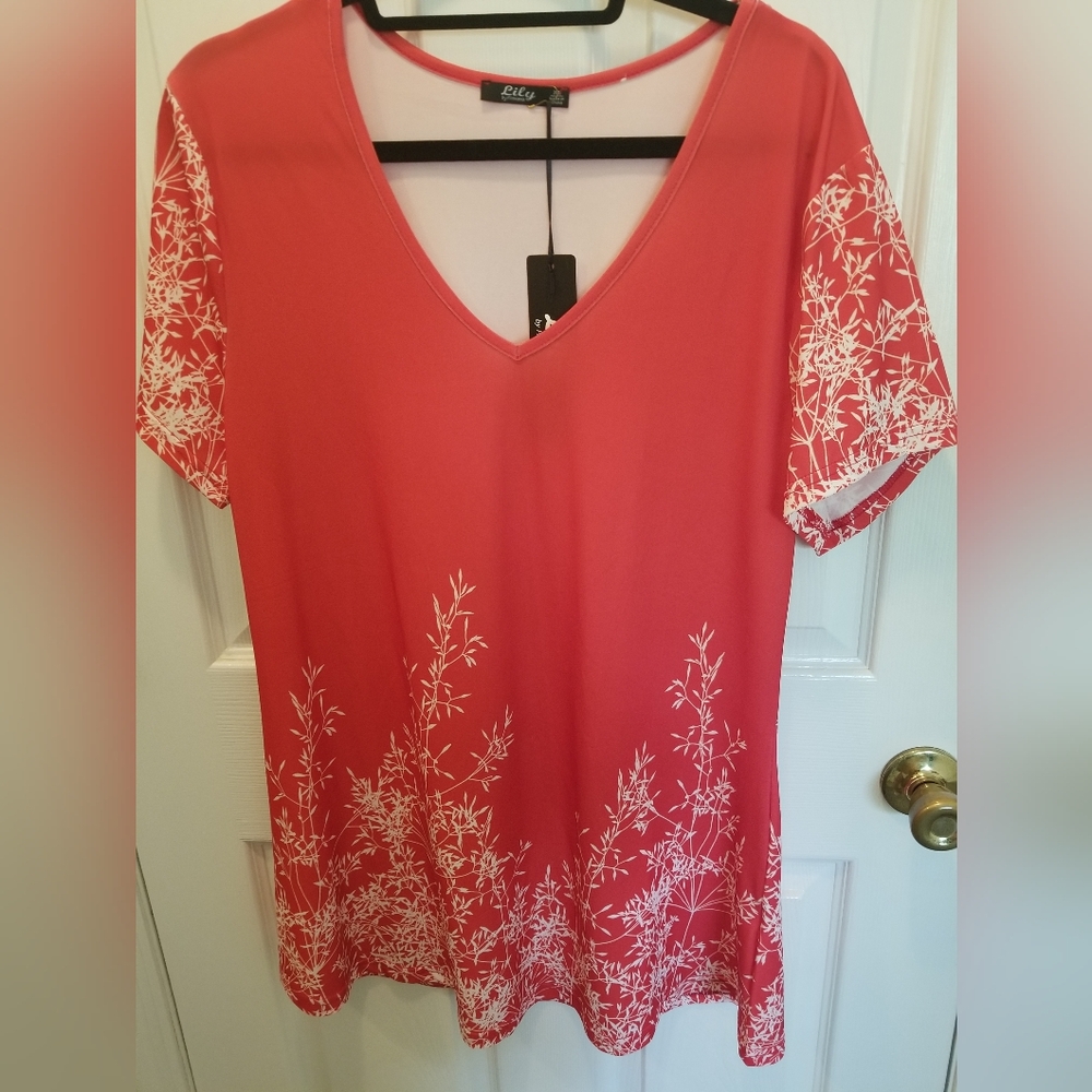 Lily Women's Red V-Neck Top